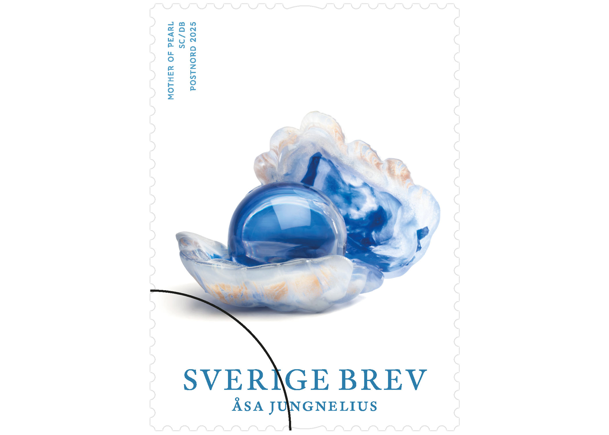 Rullfrimärke med motiv av glaskonstverket Mother of Pearl.
